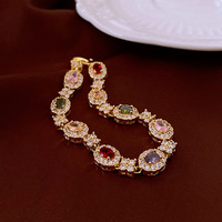 Bijoux POP Bracelet ovale en zircon plaqué or véritable 18 carats Bracelet de mode pour femmes Bijoux Hip Hop tendance Bracelet élégant