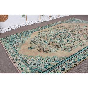 Alfombra turca clásica Beige azul Vintage 5,4X9,1 pies lana sala de estar alfombra Patchwork látex respaldo rayas Rectangular para adolescentes - Product Image 2