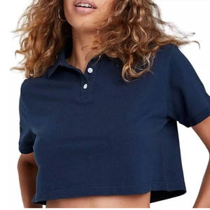 Top corto de verano informal de moda transpirable de algodón 100% con cuello redondo de manga corta de ajuste Regular de Color personalizado para mujer - Product Image 2