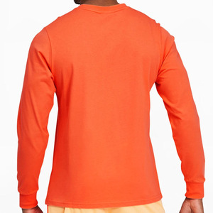 Wholesale Premium Cotton <b>Long</b> Sleeve Gym T-Shirt Curve Hem Oversized <b>Tshirt</b> Gym Men Fitness Sports Solid Color T Shirts - Product Image 2