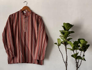 100% coton traditionnel court Kurta pour hommes élégant col en V manches longues coupe régulière léger pour plage Yoga indien pakistanais - Product Image 6