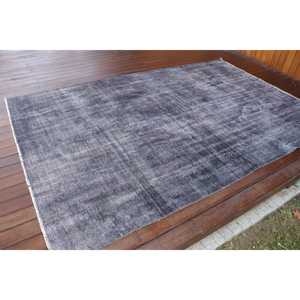 Alfombra Vintage de 5.4x8.5 pies, Alfombra Turca Grande, Alfombra de Lana con Bordes Grises y Negros - Product Image 2