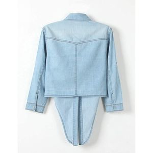 OEM 2025, chaqueta vaquera para mujer/chaqueta vaquera para mujer, chaqueta vaquera de talla grande con tachuelas y cuentas, chaqueta vaquera ajustada de algodón para mujer - Product Image 3