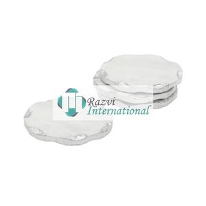 Square Marble <b>Coasters</b> with Silver Edge & Silver Metal Holder Solid Marble Fancy <b>Coasters</b> Designer Round Shape for <b>Table</b> Use - Product Image 5