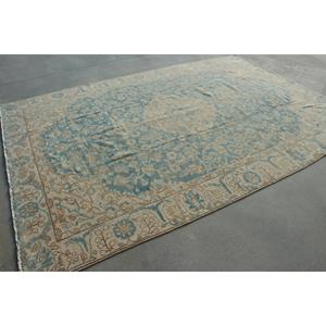 Alfombra Vintage Extra Grande de 7.1x10.1 pies, Alfombra Turca Azul Sólida - Product Image 3