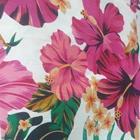 Kain dicetak bunga hibiscus tropis Hawai, kain katun digital warna-warni cerah dan tebal