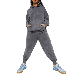 Chándal personalizado lavado ácido para mujer de alta calidad, venta al por mayor, chándal para mujer lavado ácido personalizado con precios baratos, conjunto de mejor diseño - Product Image 1