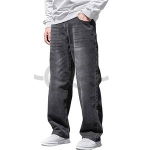 กางเกงยีนส์ขาตรงเอวสูงของผู้ชาย, กางเกงยีนส์หลวมขายาวสำหรับสวมใส่ในชีวิตประจำวันแบบลำลองและทันสมัย - Product Image 1