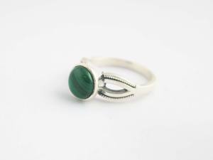 Bague en argent sterling 925 faite à la main avec pierre précieuse en malachite naturelle - Product Image 3