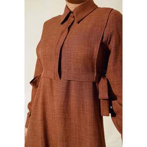 Vestido lazo lateral marrón - Product Image 4