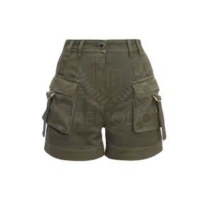 Pantalones cortos Cargo para mujer con bolsillos de cintura alta, pantalones cortos informales de verano para mujer para exteriores o ropa de calle - Product Image 1