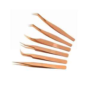 Ensemble de pinces à extensions de cils en acier inoxydable à étiquette privée en boîte personnalisée, pointe en fibre, volume, inclinée, pointue, longueur 10 mm, pointe lisse - Product Image 5