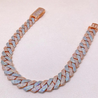Collier unisexe en argent sterling plaqué or blanc avec diamant de laboratoire de qualité supérieure 22 mm couleur D VVS taille brillant et maillons cubains