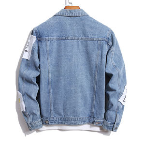 Premium Quality Custom Embroidery Patches Blue Washed Denim Jackets High Casual Denim Jacket - Product Image 2