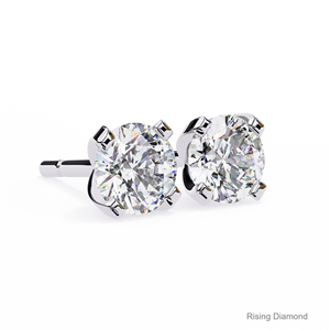 1,0 Ct corte redondo laboratorio cultivado diamante Stud pendiente oro blanco CVD diamante aniversario regalo para ella - Product Image 2