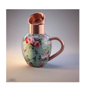 Carafe en cuivre à double paroi avec couvercle, étanche et antimicrobienne, s'adapte aux styles de décoration intérieure minimalistes/traditionnels/luxueux - Product Image 1