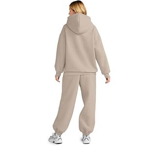 ชุดเสื้อกางเกงวอร์มทรงหลวมสำหรับผู้หญิงแฟชั่นฤดูหนาว2ชิ้นโอเวอร์ไซส์ออกแบบได้ตามต้องการฤดูใบไม้ร่วงฤดูหนาว - Product Image 3