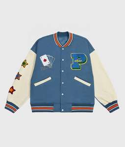 Chaqueta Bomber Unisex Vintage, Talla Grande, Parches Personalizados, Bordado, Estilo Casual, Lona Teñida Lisa, Logotipo, Estilo Universitario - Product Image 1