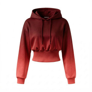 Sweat-shirts à capuche pour femmes en coton doux de qualité supérieure, taille large côtelée, épaules tombantes, pull-over élégant, prix de gros - Product Image 4