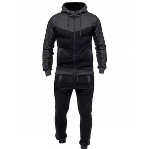 ชุดกีฬาผ้าฟลีซสองชิ้นสำหรับผู้ชายชุดวอร์มลำลองผ้าคอตตอนสีพื้นระบายอากาศได้ดีน้ำหนักเบาปรับแต่งได้ - Product Image 2