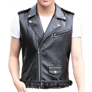 Veste de moto en cuir blanc style High Street pour hommes avec col montant solide coupe-vent à la mode pour l'hiver, le printemps et l'automne - Product Image 1