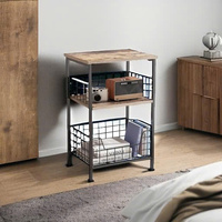 Table d'appoint, petit support de tourne-disque avec rangement, table de nuit de stockage de disques vinyles pour salon, chambre à coucher, bureau