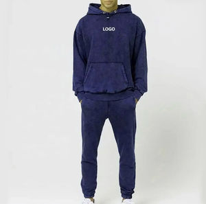 Logo personnalisé coupe-vent poids lourd lavage à l'acide français éponge survêtement Vintage pull deux pièces Gym pantalons de survêtement entraînement d'hiver - Product Image 2