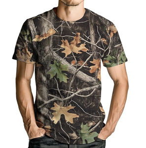 Camisetas Tácticas de Camuflaje para Hombre, Estampado de Camuflaje Real de la Jungla y el Bosque, Camisetas de Manga Corta, Camisetas de Camuflaje de Talla Grande, Cuello Redondo, Algodón - Product Image 1