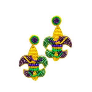 Boucles d'oreilles perlées Mardi Gras scintillantes-Un ajout étincelant à toute tenue - Product Image 3