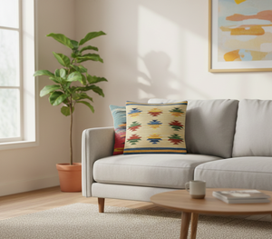 Funda de Cojín Cuadrada Moderna de Algodón Tejido a Mano con Diseño Floral, Cierre de Cremallera, Lavable, Beige, Personalizable, con Costuras para Hotel - Product Image 3