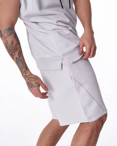 Ensemble short à capuche surdimensionné unisexe 100% coton Sweat à capuche sans manches et tenue courte Streetwear Vêtements décontractés Ensemble sweat à capuche et short - Product Image 4