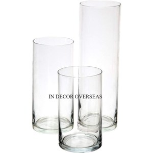 Ensemble de 3 Vases d'affichage de fleurs de trompette en verre transparent de qualité exclusive - Product Image 1
