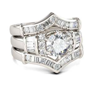 Juego de Anillos de Plata de Ley con Diamantes de Corte Redondo Art Deco de 3 Piezas Jeulia - Product Image 2
