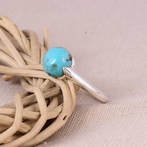 Anillo de sello de plata de ley turquesa Kingman, joyería Bohemia Unisex hecha a mano, anillo de piedras preciosas del sudoeste, regalo para él o ella - Product Image 4