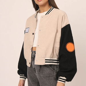 OEM/ODM Wholesale Plus Size Women Varsity <b>Jacket</b> New Design Long Sleeves Casual Wear Crop Top Letterman <b>Jacket</b> - Product Image 4