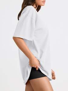 OEM personalizado señoras camisetas de algodón camiseta de verano con la impresión del logotipo para la ropa informal al por mayor - Product Image 3