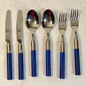 Juego de cubiertos de acero inoxidable Chapado en Color plateado con asas elegantes de 4 tenedores, cuchara, cuchillo, productos seguros para lavavajillas, juegos de cubiertos - Product Image 2