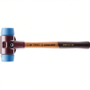 Marteau à tête souple SIMPLEX, longueur 490 mm, diamètre de la tête 80 mm, blanc/bois moyen-dur, matériau TPE, couleur bleu doux/superplastique - Product Image 3
