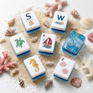 Juego de Mahjong Artesanal Oceánico, 160 Fichas, Diseño de Criaturas Marinas, Fichas de Resina Personalizadas, Juego de Mahjong Americano de Lujo, Set de Regalo con Diseño de <span class=keywords><strong>Sirena</strong></span> - Product Image 5