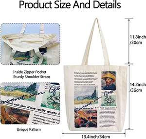 Sac fourre-tout en toile de coton biologique imprimé personnalisé de haute qualité 100% sacs fourre-tout en coton pour femmes OEM fabriqué au Vietnam - Product Image 2