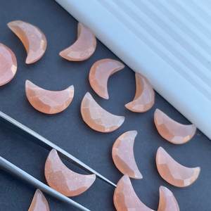 Piedra lunar de melocotón natural luna creciente facetado Briolette cuentas de piedras preciosas sueltas hebra suministros de joyería al por mayor - Product Image 5