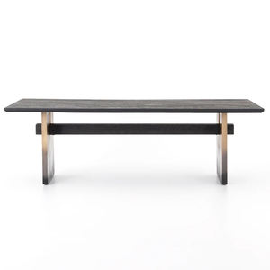 Bistro Wide Plank Style <b>Legs</b> In Brass Finish Stainless Steel <b>Legs</b> Ombre Pattern Eye Catching Design Solid Wooden Dining <b>Table</b> - Product Image 4