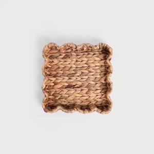 Plateaux à pétoncles en jacinthe d'eau naturelle au design unique Plateau de décoration en jacinthe rectangulaire Tissé à la main Vente en gros du Vietnam - Product Image 3