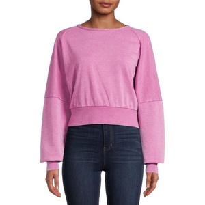 100% coton uni chandails à manches longues femmes surdimensionné en détresse déchiré sweat recadrée chaud solide mode sweats - Product Image 4