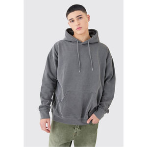 Sweat à capuche Streetwear personnalisé pour hommes en détresse délavé à l'acide décoloration 3D lourd fermeture éclair strass brodé patch polaire ODM - Product Image 3