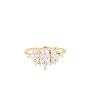 1,00 CTW Marquise Cut Art Deco Moissanite Diamond Ring para mujer Aniversario Regalo Banda para el amor - Product Image 5