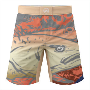 กางเกง MMA ผู้ชาย ทรงรัดรูป สำหรับกีฬาต่อสู้ คิกบ็อกซิ่ง ชุดออกกำลังกาย ลายพิมพ์ซับลิเมชั่น ปักลายดอกไม้ เอวสูง แต่งระบาย - Product Image 1