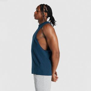 Débardeur sans manches en coton pour homme, séchage rapide, maille, vêtements de sport de fitness avec décoration boutonnée, fabricant de débardeurs pour homme - Product Image 2