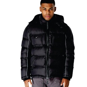 Chaqueta acolchada de invierno para hombre personalizada con capucha, cierre de cremallera largo y cálido, estilo informal - Product Image 2