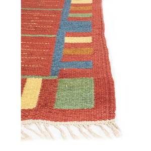 พรมขนสัตว์ขนาดใหญ่ Nayaab Classic ลายเรขาคณิตสีแดงส้ม ทอมือ ขนาด 9x12 ฟุต สำหรับทางเข้าบ้าน-Paem-989 - Product Image 4